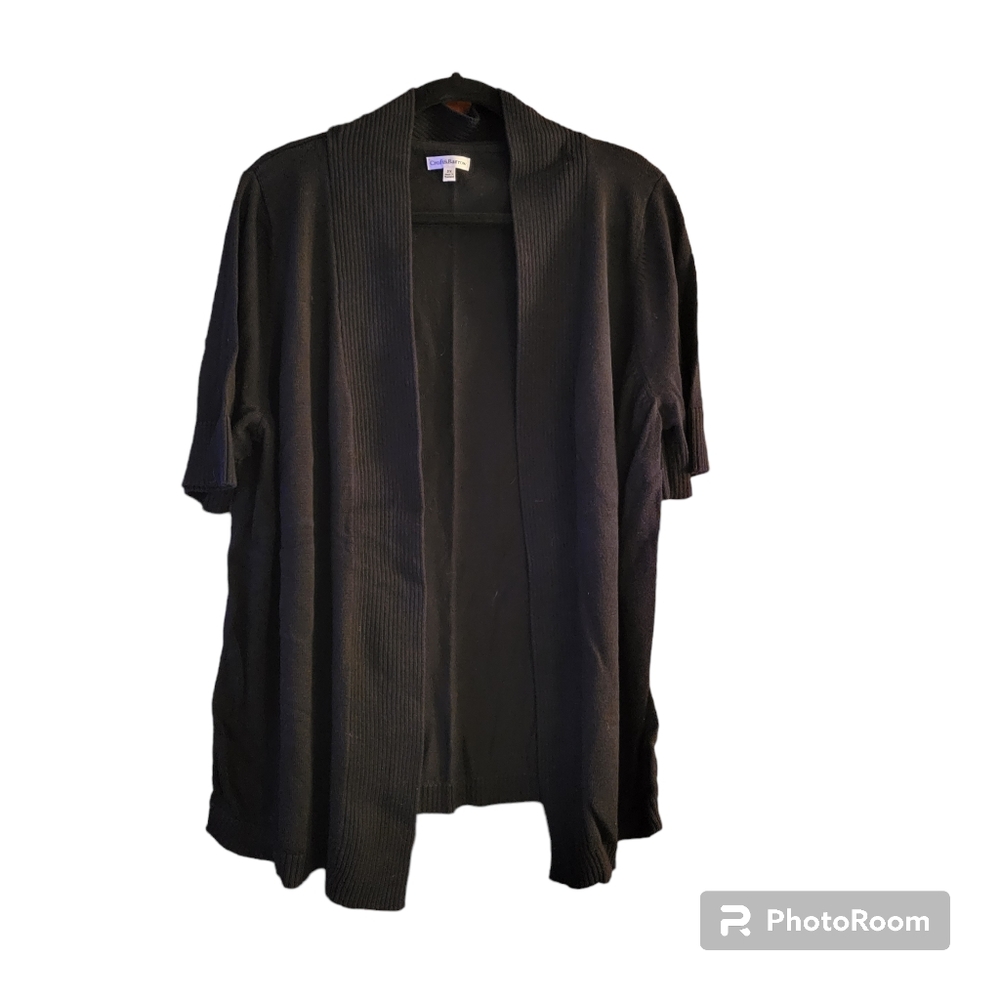 Croft & Barrow Black Short Sleeve Sweater Cardigan 2X